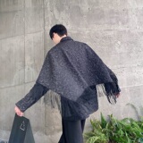 春季新款提花流苏披风翻领长袖男衬衣个性痞帅衬衫5230P115，男装衬衫，电商A246