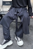 秋季暗黑山本系带双层裙摆潮流男长裤个性纽扣设计休闲裤3735P85，男装休闲裤，电商A246