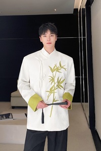 春季新中式缎面提花刺绣立领男女西服风禅意外套3561P150图片