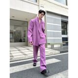 26潮流西服套装个性双门襟垫肩外套直筒休闲长裤5302P285，男装西服套装，电商A246