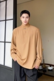 秋季改良新中式立领金属扣设计男女长袖衬衣潮流复古衬衫5169P90，男装衬衫，电商A246