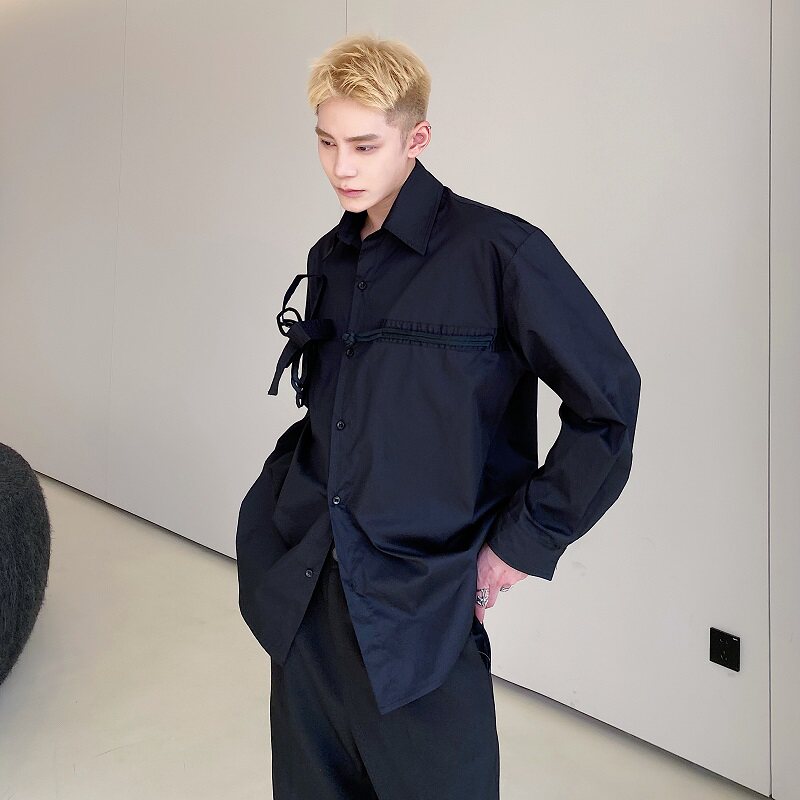定制个性蝴蝶结设计翻领男长袖百搭衬衣A246-2465-P85,男装衬衫,电商A246