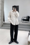 早春时髦提花刺绣设计个性小众复古宽松长袖衬衣3830-P85，男装衬衫，电商A246