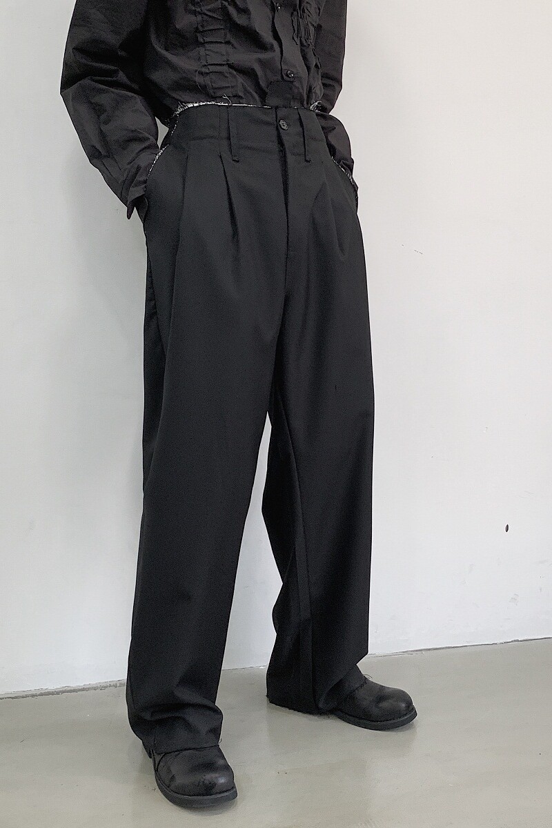 山本暗黑小众个性黑白撞色毛边阔腿长裤百搭西裤A261-2183-P75,男装西裤,电商A246