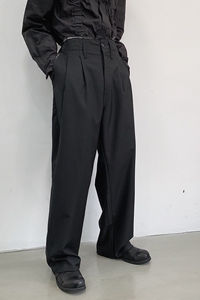 山本暗黑小众个性黑白撞色毛边阔腿长裤百搭西裤A261-2183-P75图片