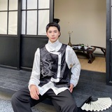 秋季中式缎面提花刺绣圆领男女马甲复古盘扣禅意风坎肩5177P115，男装背心/马甲，电商A246