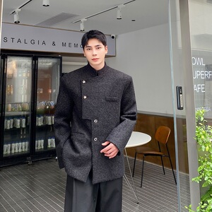 新款新中式风立领加厚毛呢复古宽松百搭休闲外套5201-P155图片