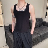 夏季个性方领弹力紧身背心短款针织无袖坎肩3564P55，男装背心/马甲，电商A246