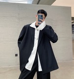 秋季复式设计个性金属标潮流宽松百搭休闲男西服外套3725-P135，男装西服，电商A246