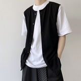 春夏山本暗黑系圆领无袖系扣男背心潮流坎肩休闲上衣3834P48，男装背心/马甲，电商A246