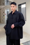 早春小众改良中式盘扣翻领长袖男衬衣个性暗黑潮流衬衫5056P85，男装衬衫，电商A246