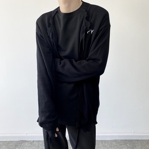 冬季简约冷淡风飘带开衫圆领男毛衣气质潮流韩版毛衫外套MY26P75图片