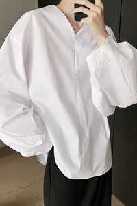 早秋设计款冷淡风极简时髦宽松长袖套头衬衣A261-3976-P65图片