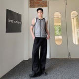 夏季潮流两件套设计男女背心个性欧根纱透视圆领坎肩上衣5160P75，男装背心/马甲，电商A246