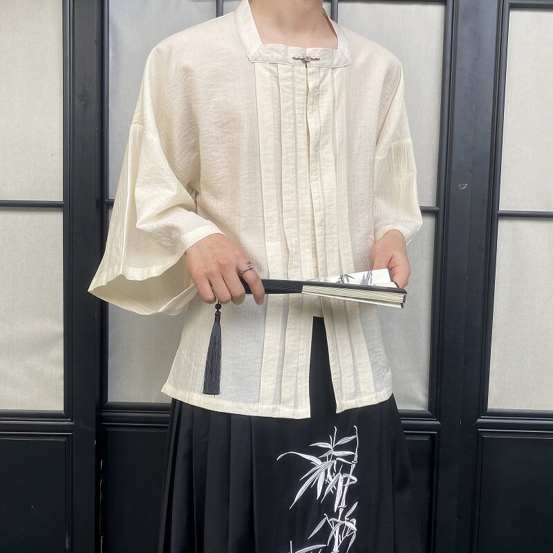 夏季新中式方领中袖男女衬衣复古风汉服衬衫3573P95,男装衬衫,电商A246
