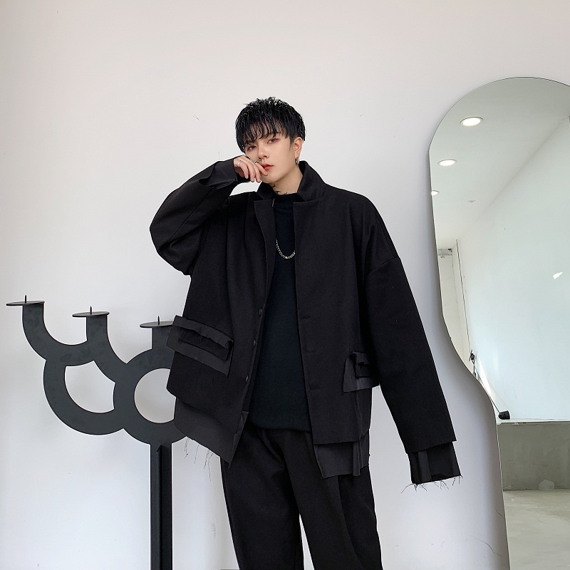 秋季毛边切割拼接复古时髦短款西服A246-2170-P125，男装西服，电商A246