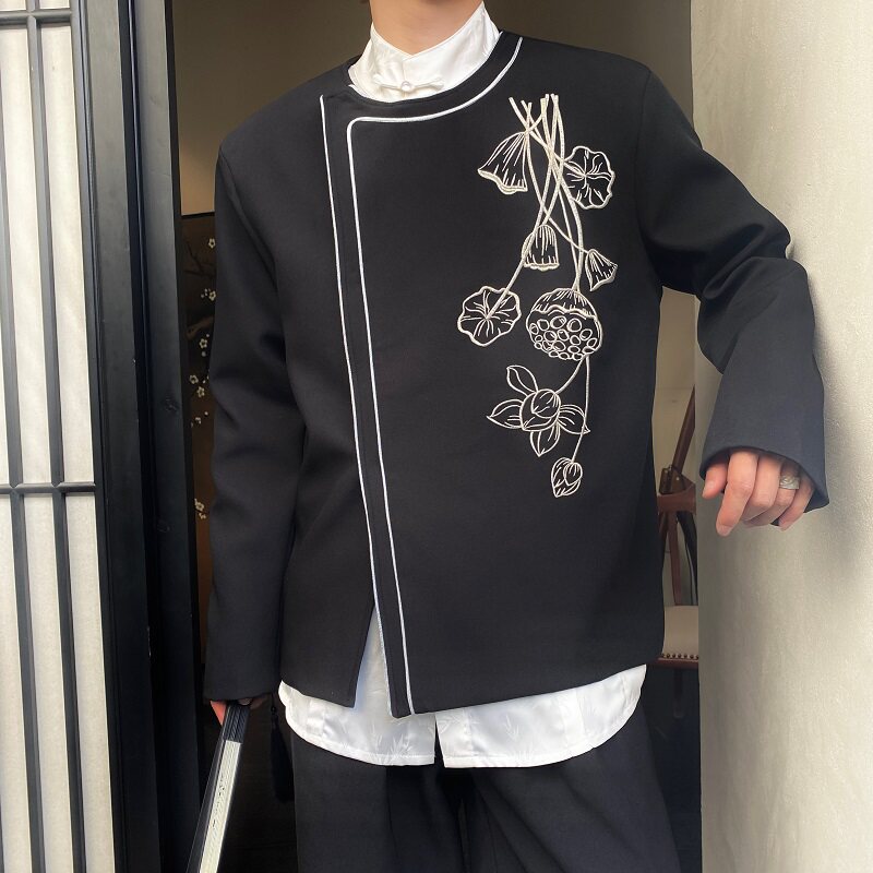 春季新中式刺绣圆领男女西服外套潮流风禅意上衣夹克5212P135,男装西服,电商A246