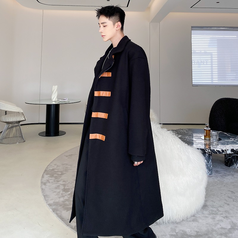 冬季加厚长款毛呢大衣潮流休闲百搭款风衣7706P165，男装风衣，电商A246