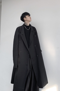 暗黑先锋小众个性不对称西服领加长风衣A261-9079-P145图片