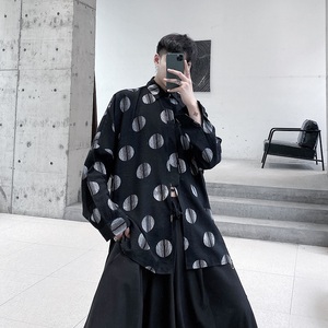 山本暗黑春夏线条波点个性小众系带翻领长袖衬衣2357-P75,男装衬衫,电商A246