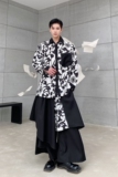 潮流山本暗黑系个性黑白花卉翻领长袖男女衬衣小众冷淡风2524P80，男装衬衫，电商A246