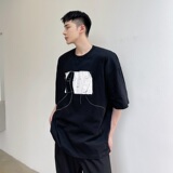原创个性贴布设计圆领针织短袖潮流男短袖T恤a246-2400-P55，男装T恤，电商A246