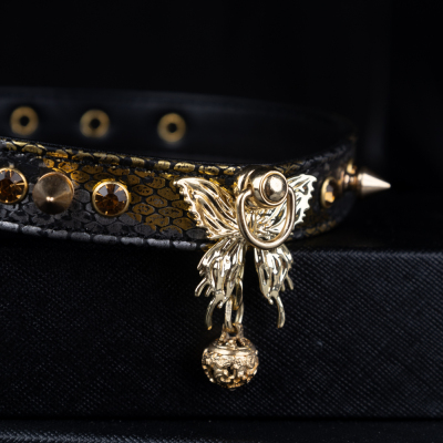 粉色镭射星空puppy小众项圈choker亚文化萌系蝴蝶粉钻定制刻字女m