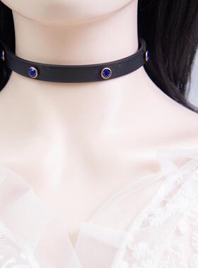 项圈定制刻字手工皮具女m柳丁闪钻 项短链链子K9  13