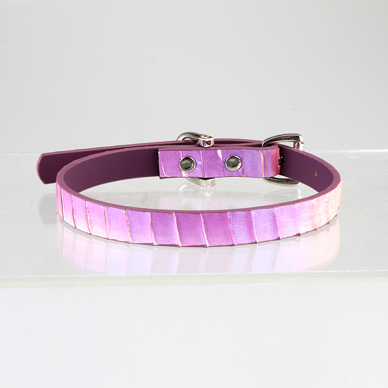 项圈女见光变色横竖纹亚文化choker项圈镭射皮蛇纹K9装饰项链女m