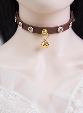 项圈定制刻字女m牵引绳链子真皮k9