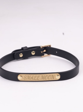 项圈定制刻字女m金属铭牌choker皮质真皮颈圈颈带亚文化