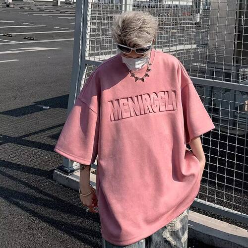 现货T200P33麂皮绒美式复古t恤男220g重磅钢印短袖vintage
