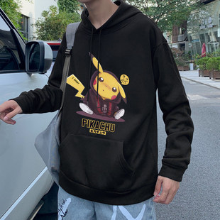 潮流初中外套常规皮卡丘男春秋季薄款卫衣青少年宽松连帽运动学生