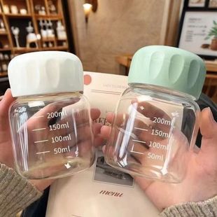 牛奶杯迷你胖胖杯家用小水果杯可爱水杯玻璃杯刻度水杯早餐杯ins