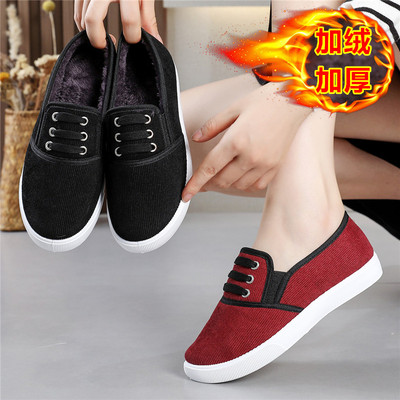 冬老北京布鞋女棉鞋加绒加厚保暖妈妈鞋平底奶奶鞋中老年短靴