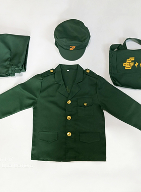 幼儿园儿童职业扮演服装邮递员衣服背包卖报歌演出服邮政角色服