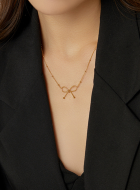 温柔淑女蝴蝶结项链女ins风