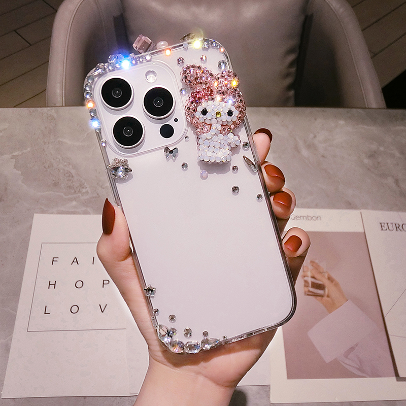 华为P60pro卡通镶钻手机壳可爱Mate50带钻石闪P40美乐蒂nova11防摔软套P30适用P70荣耀100全包90SE少女12奢华