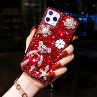 苹果17ProMax水晶手机壳奢华女神iphone16奢华熊13mini全包15plus防摔14适用XS保护套12原创意XS镶钻带钻石闪