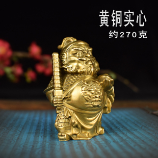 全铜实心天师钟馗把玩件招财武财神赵公明书房桌面案头兵人小摆件