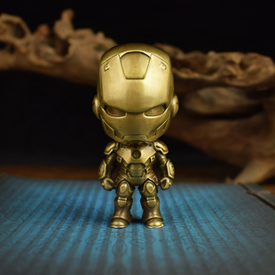 黄铜实心机器人人偶卡通钢铁侠桌面摆件手办模型手把件文创礼品