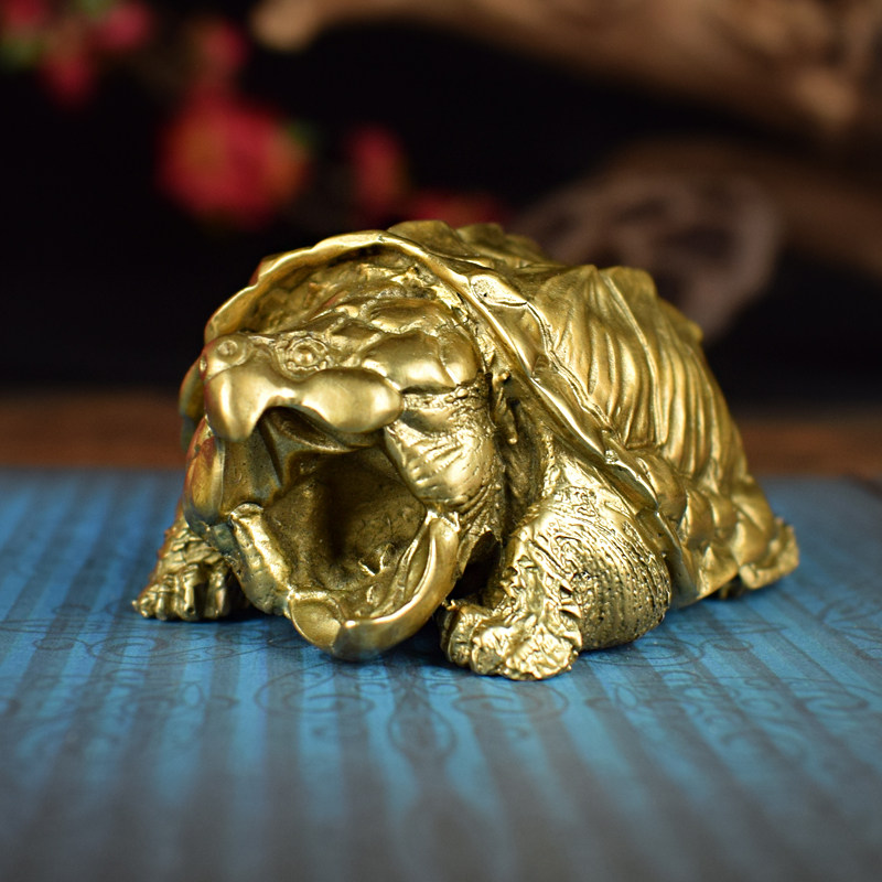 黄铜实心鳄龟手办模型摆件仿真