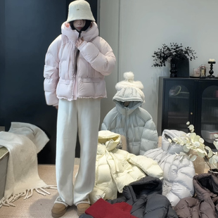 马尔2025新款冬季90白鸭绒羽绒服女短款加厚泡芙蕾丝花边甜美外套