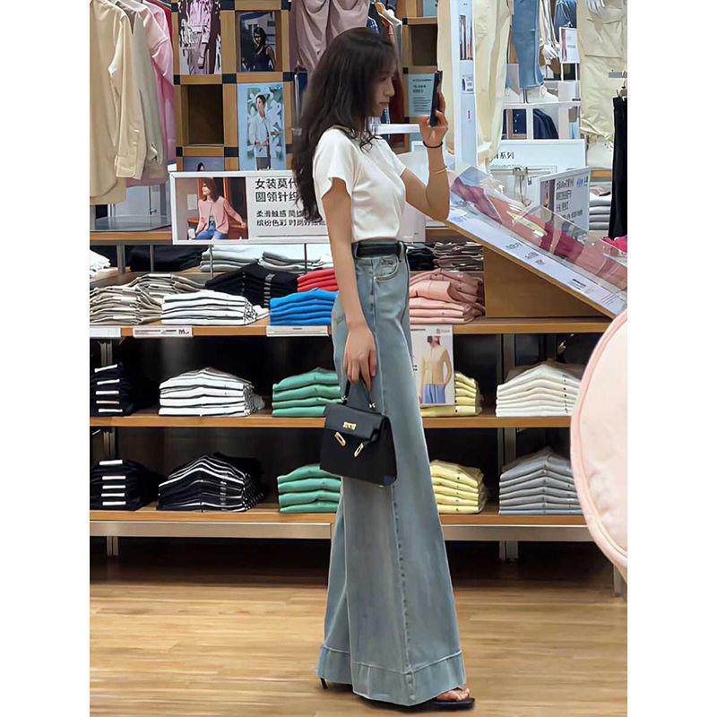 弹力牛仔微喇裤女早春秋2025新款高腰显瘦不贴腿宽松阔腿喇叭裤裙,女装/女士精品,牛仔裤,淘宝优惠券,粉丝福利购,淘宝优惠卷