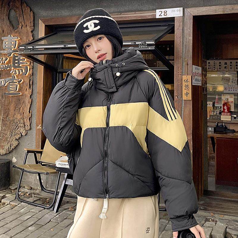 冬季棉服女2025短款面包拼色连帽百搭韩版保暖羽绒棉服棉衣外套厚,女装/女士精品,棉衣/棉服,淘宝优惠券,粉丝福利购,淘宝优惠卷