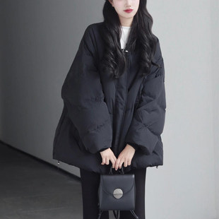 黑色高级感韩系羽绒服女款冬季2025新款小个子保暖面包服棉袄外套