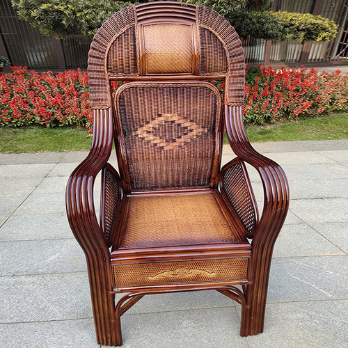 天然真藤高靠背书房客厅办公椅子