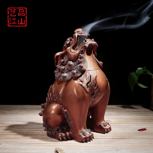 艺品江山纯铜朝天吼狻猊香薰炉瑞兽狮子薰炉铜炉宣德炉办公室摆件