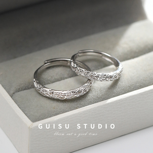 GUiSU归素藤蔓小众设计高级感情侣对戒纯银999轻奢男女款足银戒指