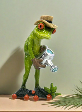 庭院小装饰品浇水青蛙人花架摆件